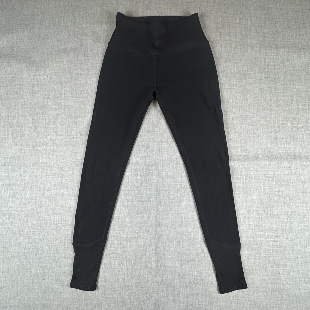 Alo Yoga 7/8 Airlift High-Waist Leggings Womens XS Black Ankle Ribbed Cuff Pants - Picture 1 of 10